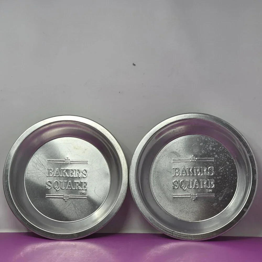 Set Of 6 Vintage Bakers Square Aluminum Pie Pans Embossed‎ Logo Durable Bakeware